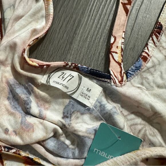 Maurices Pink Multicolor Floral Print Sleeveless Strappy Back Shift Mini Dress M - Picture 5 of 9